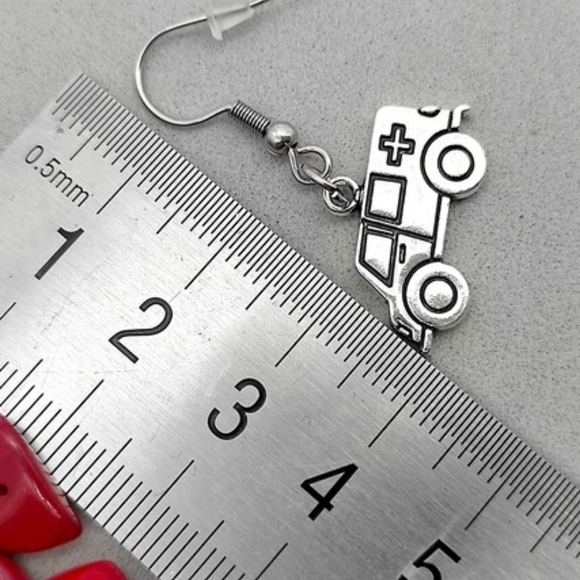 Silver Ambulance Earrings - Picture 3 of 7